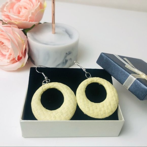 Cute Lightweight Handcrafted Light Cream Hoop earrings - Picture 7 of 7